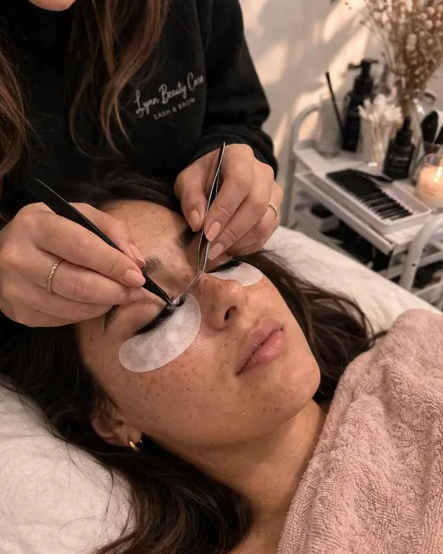 Before and after brow and lash service